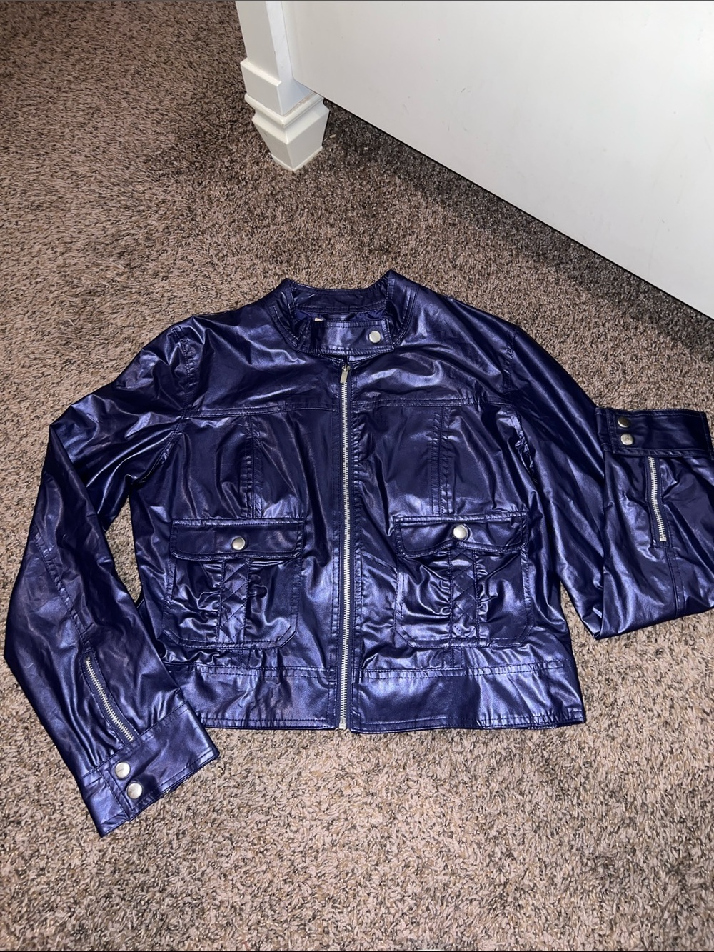 Paris Blues Shiny purple Faux Leather Moto Jacket